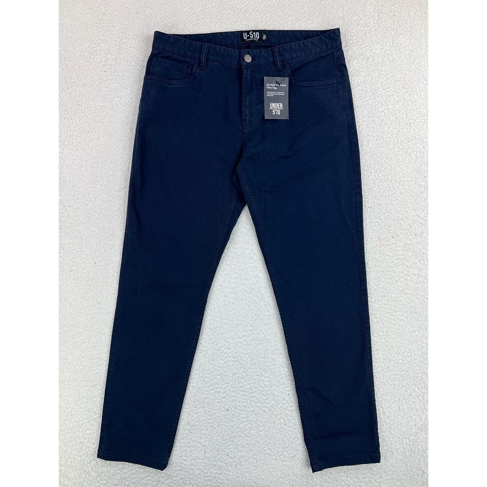 Under 5'10 Pants Mens 32x28 Navy Slim Fit Stretch Twill 5 Pocket Chino Casual